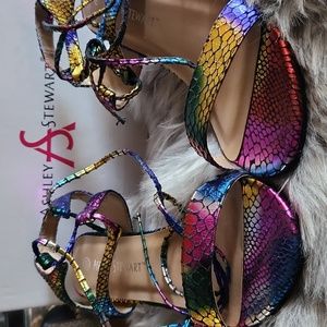 Ashley Stewart Size 8W Multi color Mermaid tie-up sandals